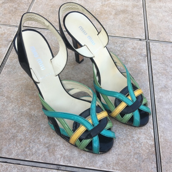 Miu Miu slingback peep toe patent leather sandals - Picture 5 of 12